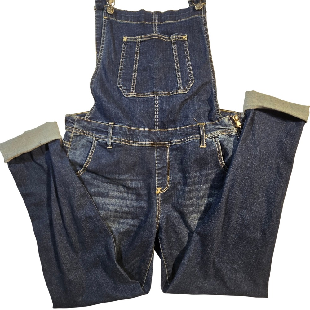 WallFlower‎ Womens Denim Overalls Dark Indigo Stretch Bib Jumpsuit XL WFN12417M
